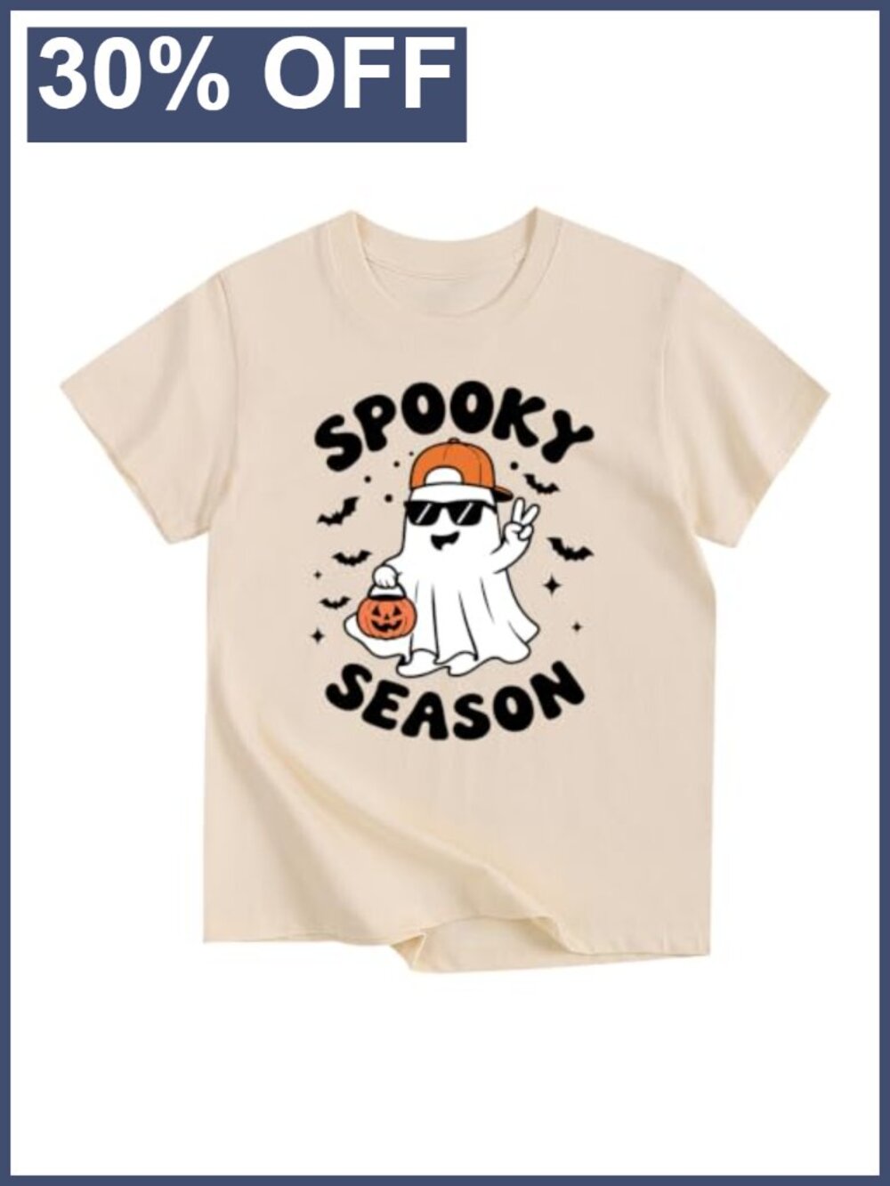 Kids Halloween Cotton Tee Ghost Pumpkin Graphic Short Sleeve